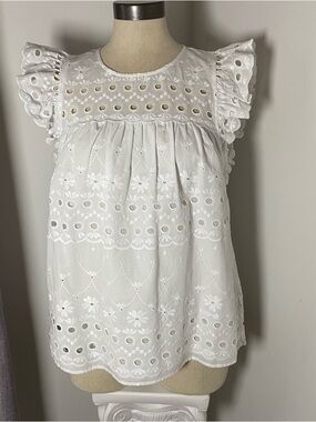 kate spade White Eyelet Floral Cotton Top